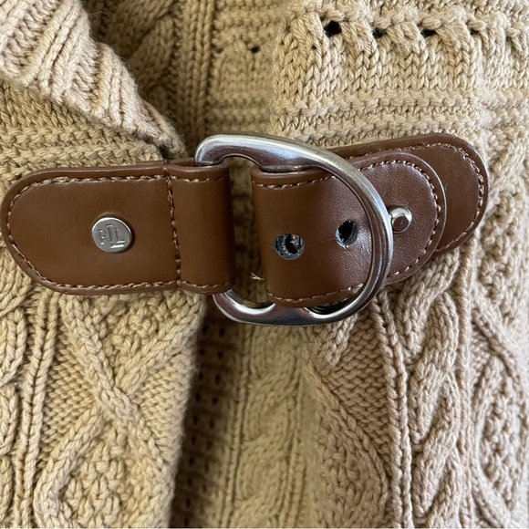Lauren Ralph Lauren Cable Knit Sweater Vest Sleeveless Tan Women's Sz L  B9 - Picture 6 of 11